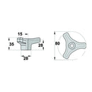 3 Sided Knob with Female Thread - M8