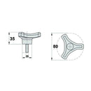 3 Sided Knob with Male Thread - M10