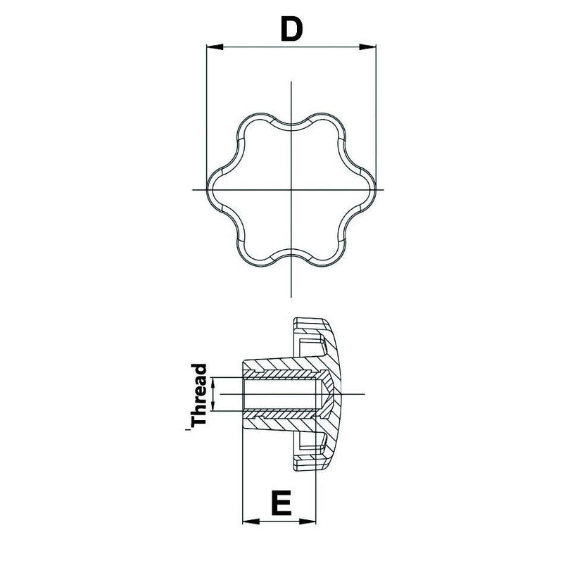 6 Sided Knobs with Female Thread - M6 - AMAIreland - 