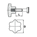 6 Sided Knobs with Male Thread M10 - Width 60mm - AMAIreland - 