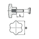 6 Sided Knobs with Male Thread M12 - Width 60mm - AMAIreland - 