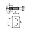 6 Sided Knob with Male Thread - M5