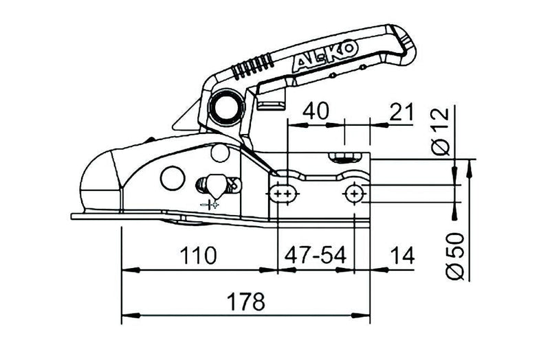 Tow Ball Coupler with Reduction Ø 35/45mm - 1600kg - AMAIreland - 