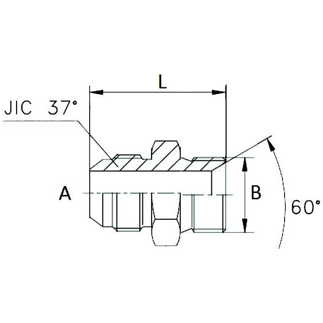 Adaptor JIC to BSP Male / Male  3/4" - 1/2" - AMAIreland - 