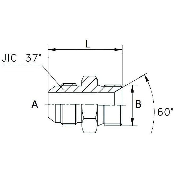 Adaptor JIC to BSP Male / Male  9/16" - 3/8" - AMAIreland - 