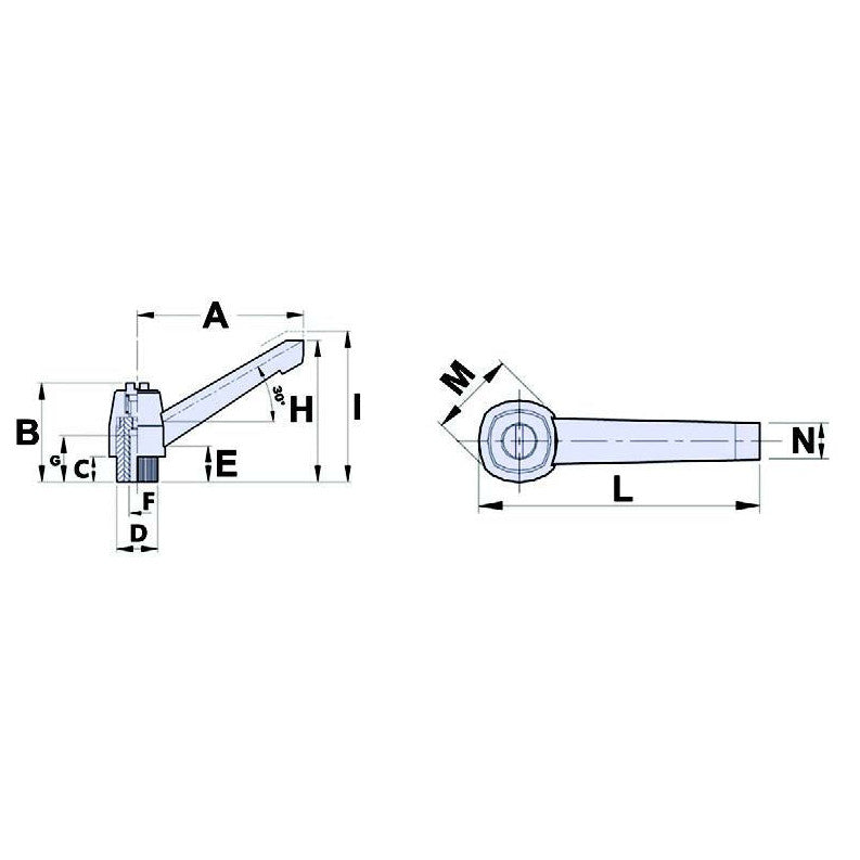 Adjustable Handles with Threaded Insert M12 - Length 119mm - AMAIreland - 