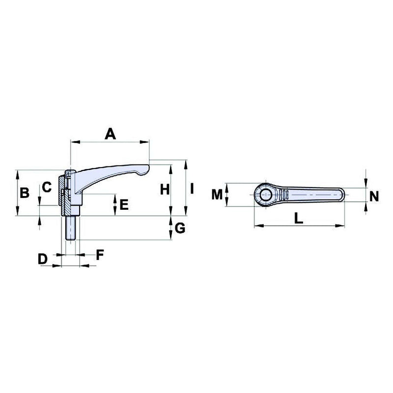 Adjustable Handles with Threaded Pin M10 - Pin 20mm - AMAIreland - 