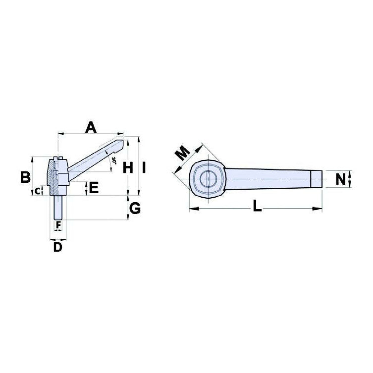 Adjustable Handles with Threaded Pin M6 - Pin 20mm - AMAIreland - 