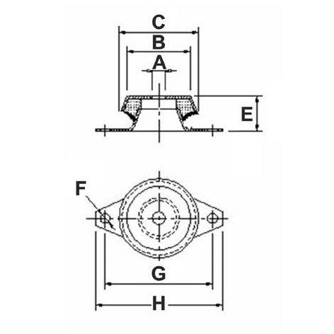 Bell Shaped Mountings (Through Hole) - Length 190mm - AMAIreland - 