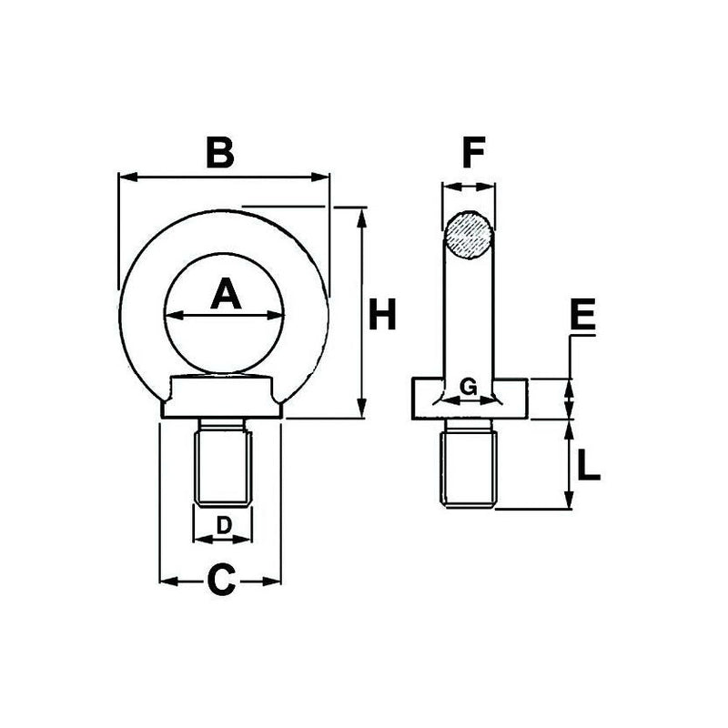 Eyebolt with Male Thread - M12 - AMAIreland - 