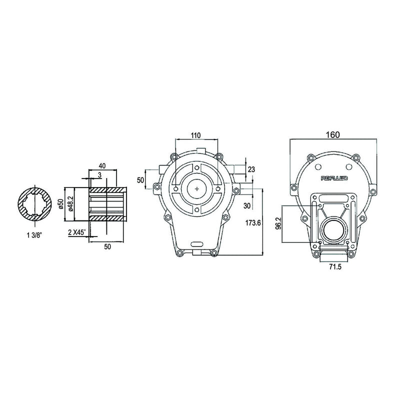 Group 2 Pump Gearbox / Overdrive (Female Shaft) - Q/R Coupling - AMAIreland - 