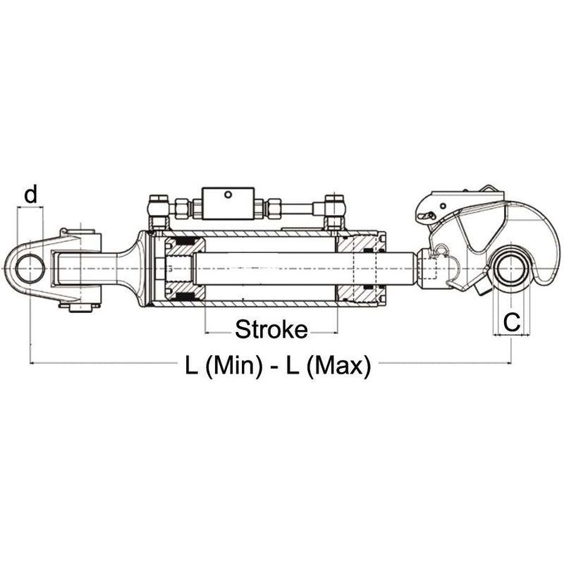 Hydraulic Top Link - CAT 2 - L max 785mm - AMAIreland - 