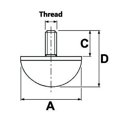 Male Rubber Bumper M12 - Length 60mm - AMAIreland - 