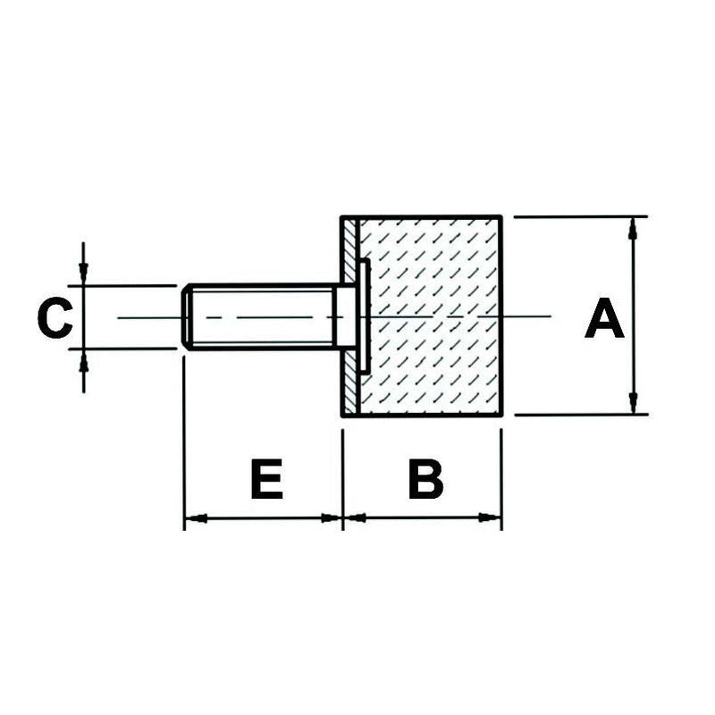 Male Rubber Bumper M6 - Rubber Height 20mm - AMAIreland - 