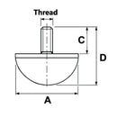 Male Rubber Bumper - M8x1.25