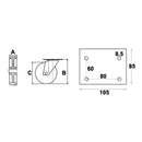 Nylon Castor Wheel - Swivel Support - Length 155mm - AMAIreland - 