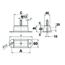 Rectangular Rubber Mounting 135mm - AMAIreland - 