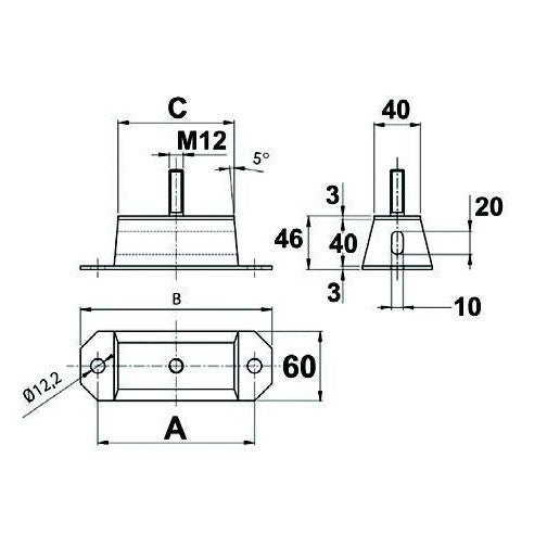 Rectangular Rubber Mounting 185mm - AMAIreland - 