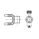 Round Bore Yoke End with Roll Pin Hole - BY-PY Type - CAT 1 - 22 x 54mm