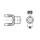 Round Bore Yoke End with Roll Pin Hole - BY-PY Type - CAT 4 - 27 x 74.6mm