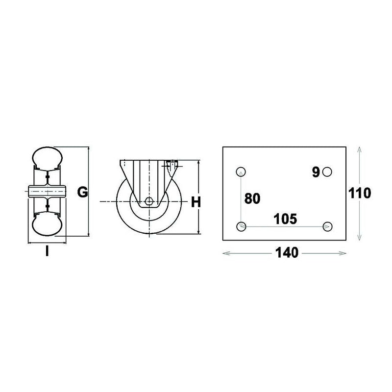 Rubber Castor Wheels on Steel Rim - AMAIreland - 