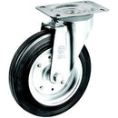 Rubber Castor Wheels on Steel Rim Heavy Duty - Swivel Support - H 232mm - AMAIreland - 