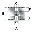 Rubber Mounting Bush (Female - Female) M10 - Rubber Height 30mm - AMAIreland - 