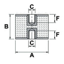 Rubber Mounting Bush (Female - Female) M6 - Rubber Height 20mm - AMAIreland - 