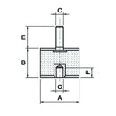 Rubber Mounting Bush (Male - Female) M10 - Rubber Height 30mm - AMAIreland - 