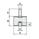 Rubber Mounting Bush (Male - Female) M6 - Rubber Height 20mm - AMAIreland - 