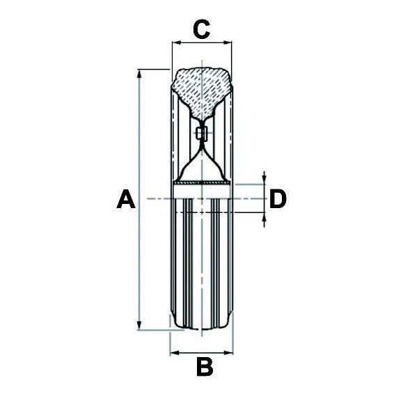 Rubber Wheel with Steel Rim & 30mm Nylon Centre - Ø: 385mm - AMAIreland - 