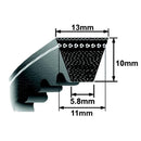 AVX13X1350 Rubberized AVX13 Section Belt