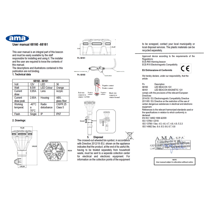 LED Pole Beacon (Impact Resistant)