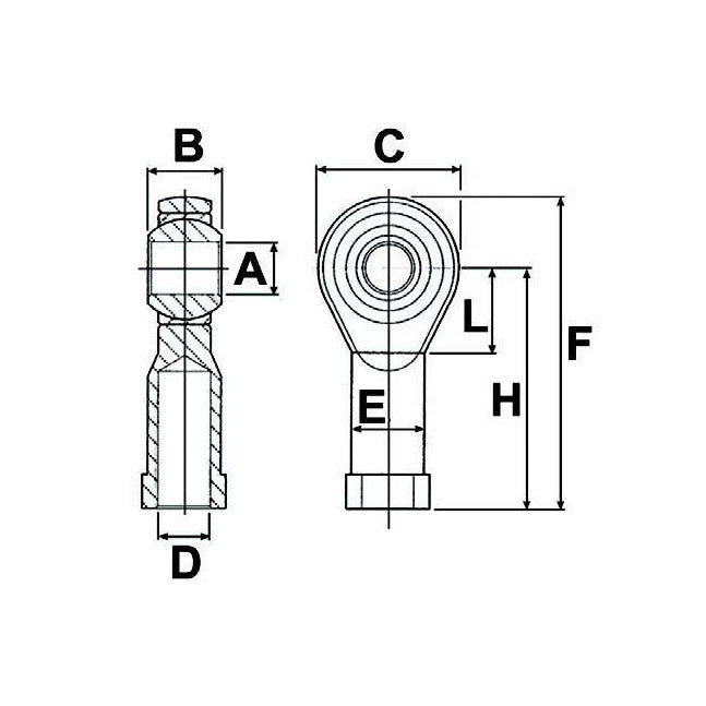 Self Lubricating Rod End - M10x1.25 R/H - AMAIreland - 