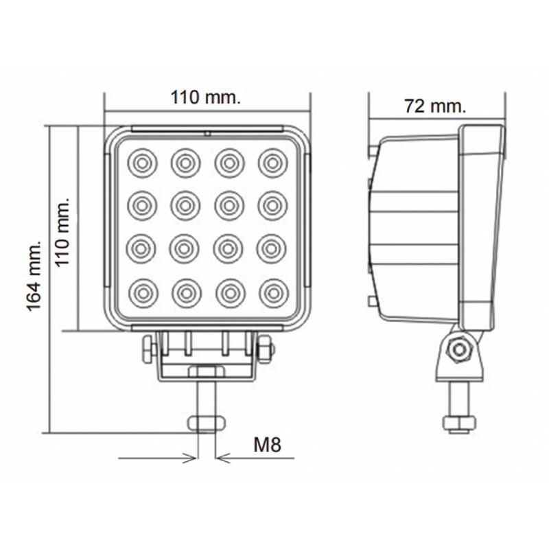 Square High Power LED Work Lamp - AMAIreland - 