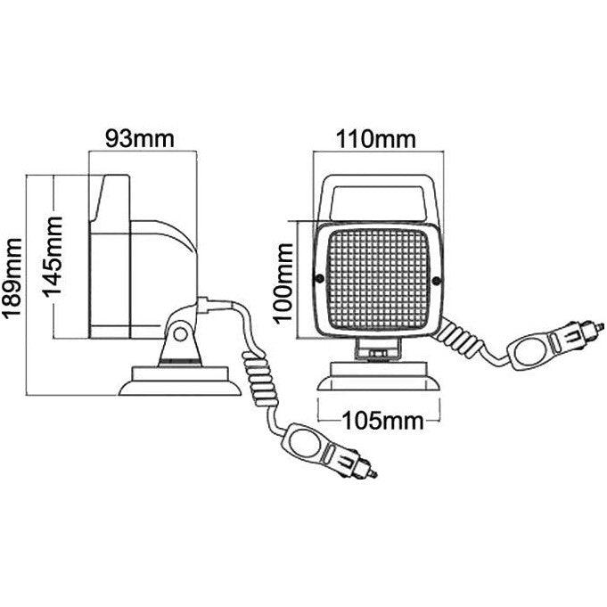 Square Work Lamp with Magnetic Base - AMAIreland - 