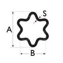 Star Profile Tubing - Walterscheid Type - Inner W240 Series - 34.9 x 106.3mm (3M Lengths)