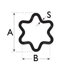 Star Profile Tubing - Walterscheid Type - Inner  - 51mm x 37mm - AMAIreland - 