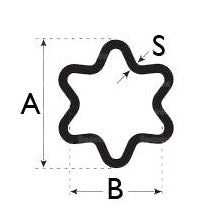 Star Profile Tubing - Walterscheid Type - Inner  - 51mm x 37mm - AMAIreland - 