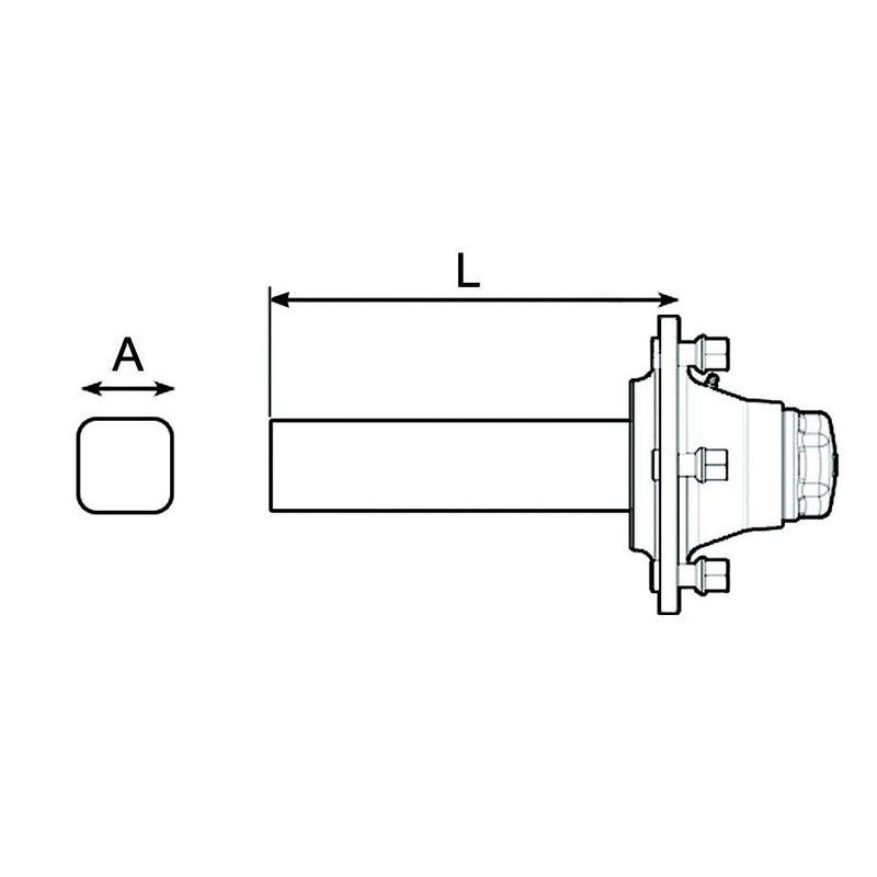 Stub Axle without Brake - Square 60mm x 200mm - AMAIreland - 