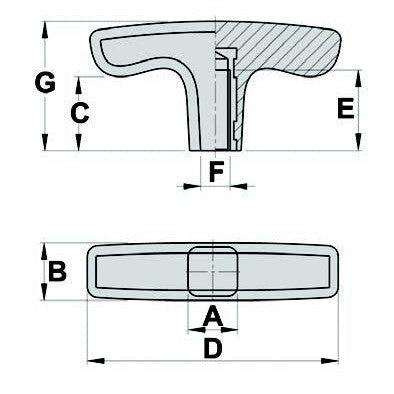 T - Handle with Female Thread M6 - AMAIreland - 