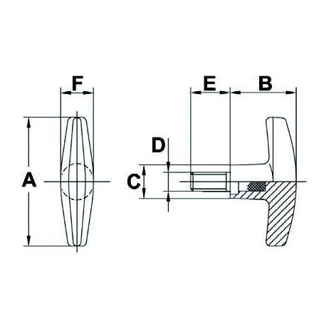 T - Handle with Male Thread - AMAIreland - 