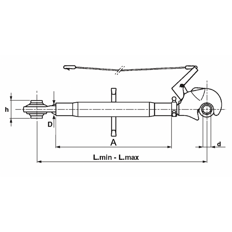 Top Link with Quick Attach End CAT 2-2 - L max 845mm - AMAIreland - 