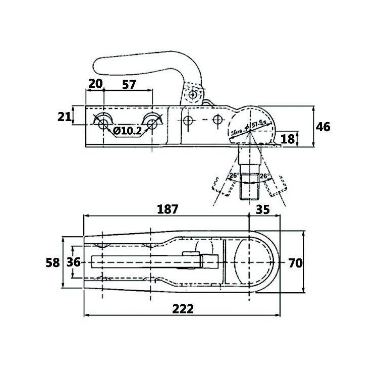 Towing Hitch Coupling - Round Ø 35mm - 1000kg - AMAIreland - 