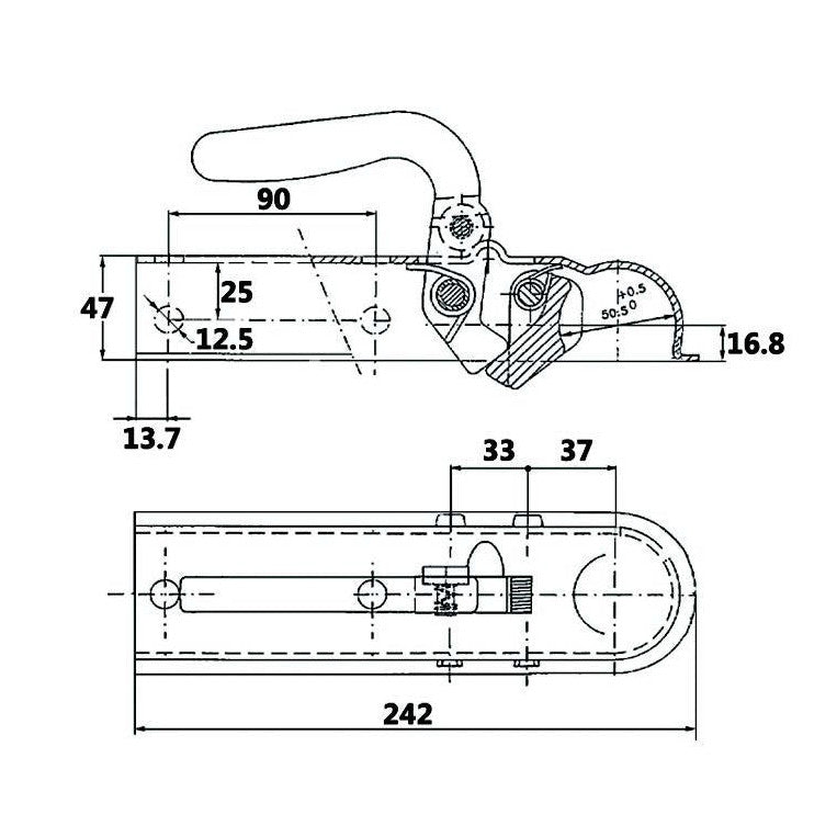Towing Hitch Coupling - Square Ø 50mm - 1000kg - AMAIreland - 