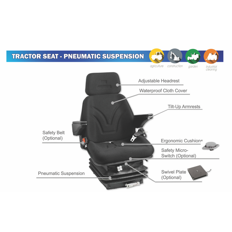Tractor Seat - Pneumatic Suspension - AMAIreland - 