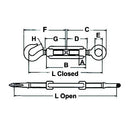 Turnbuckles with Hook & Eye - Thread Ø 20mm 3/4" - AMAIreland - 