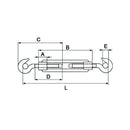 Turnbuckles with Hooks - Thread Ø 12mm 1/2"