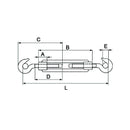 Turnbuckles with Hooks - Thread Ø 6mm 1/4" - AMAIreland - 