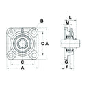 UCF Series Square 4 Bolt Flange Bearing Complete - UCF209